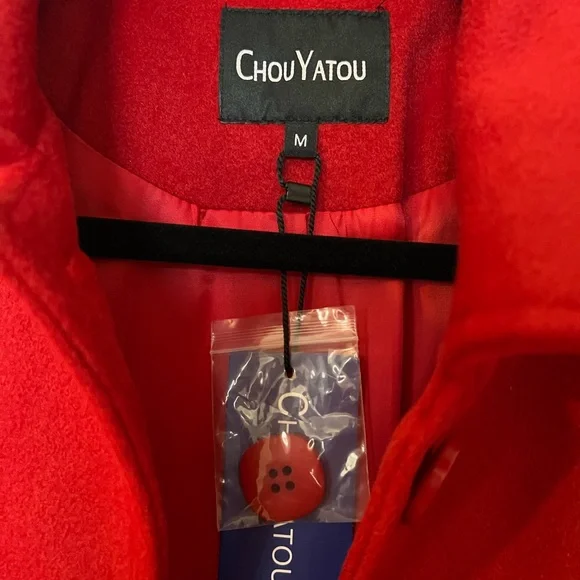 Chic Red Pea Coat - Picture 2 of 3